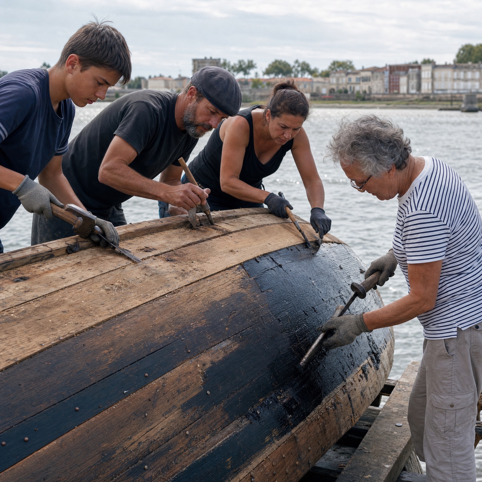 Bénévole documentant une plate girondine sur une jalle en Médoc
